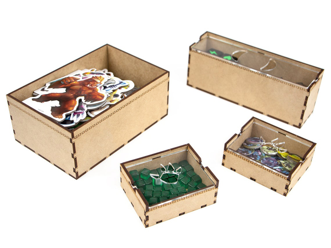 King of Tokyo organizer + Free Dice Tower | Wooden insert for King