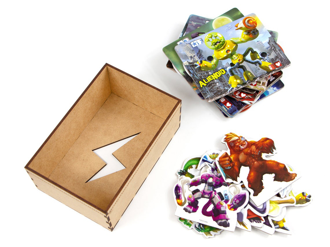 King of Tokyo organizer + Free Dice Tower | Wooden insert for King